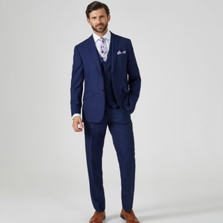 Skopes Harcourt Tailored Suit Navy Blue Tweed Effect