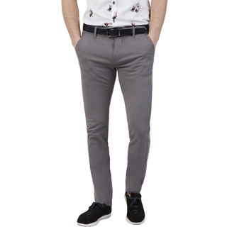 MISH MASH TAPERED FIT MID STRETCH CASUAL COTTON BROMLEY CHARCOAL CHINO TROUSER