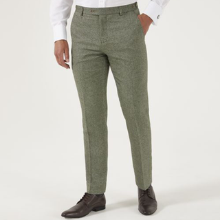 SKOPES JUDE SUIT TAILORED TROUSER SAGE GREEN TWEED HERRINGBONE