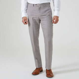 SKOPES JUDE SUIT TAILORED TROUSER STONE TWEED HERRINGBONE