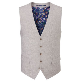 SKOPES JUDE SUIT WAISTCOAT STONE TWEED HERRINGBONE