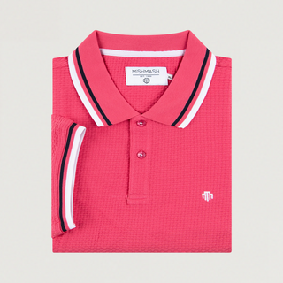 MISH MASH REGULAR FIT TEXTURED COTTON JERSEY STOCKHOLM PALE RED POLO