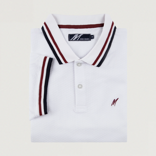 MISH MASH REGULAR FIT TEXTURED COTTON JERSEY STOCKHOLM WHITE POLO