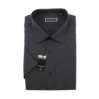 Peter England Mens Plain Black Short Sleeve Shirt