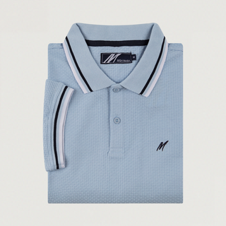 MISH MASH REGULAR FIT TEXTURED COTTON JERSEY STOCKHOLM SKY POLO