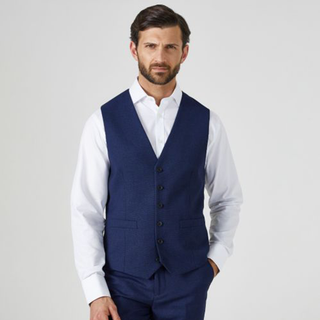 Skopes Harcourt SB Waistcoat Navy Blue Tweed Effect