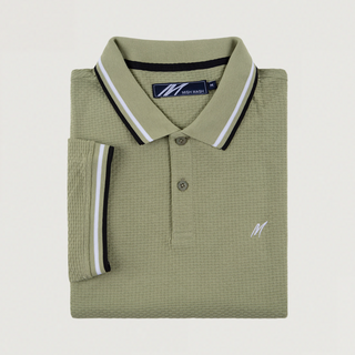 MISH MASH REGULAR FIT TEXTURED COTTON JERSEY STOCKHOLM PALE GREEN POLO