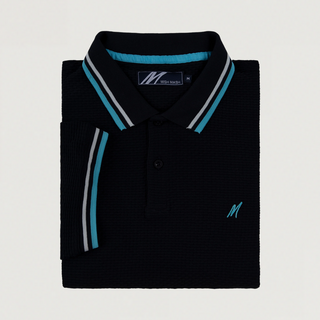 MISH MASH REGULAR FIT TEXTURED COTTON JERSEY STOCKHOLM NAVY POLO