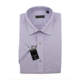 Peter England Mens Plain Lavender Short Sleeve Shirt